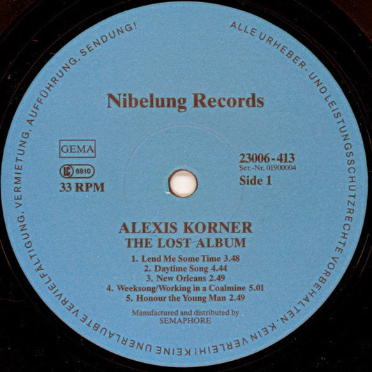 Alexis Korner - The Lost Album (Vinyl, LP, Album) Very Good Plus (VG+) / Very Good Plus (VG+)