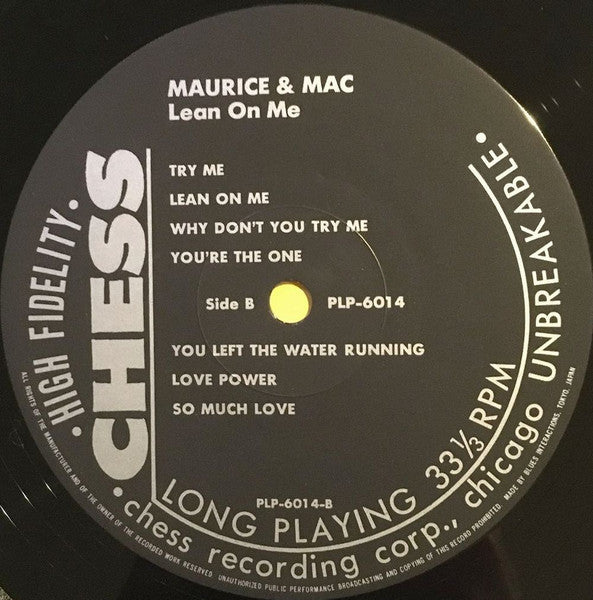 Maurice & Mac - Lean On Me (Vinyl, LP, Album, Reissue) Very Good Plus (VG+) / Very Good (VG)