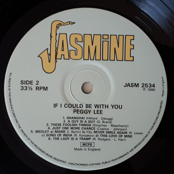 Peggy Lee - If I Could Be With You (Vinyl, LP, Album, Mono) Very Good Plus (VG+) / Very Good Plus (VG+)