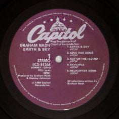 Graham Nash - Earth & Sky (Vinyl, LP, Album) Very Good Plus (VG+) / Very Good Plus (VG+)