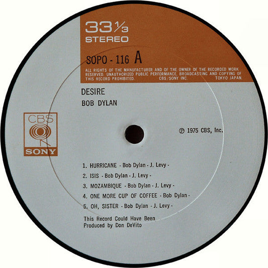 Bob Dylan - Desire = Desire (Vinyl, LP, Album, Stereo) Very Good (VG) / Very Good (VG)