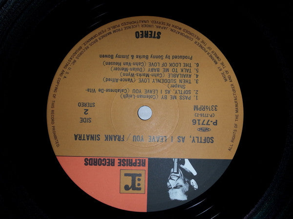 Frank Sinatra - Softly, As I Leave You (Vinyl, LP, Album, Reissue, Stereo) Very Good Plus (VG+) / Very Good Plus (VG+)