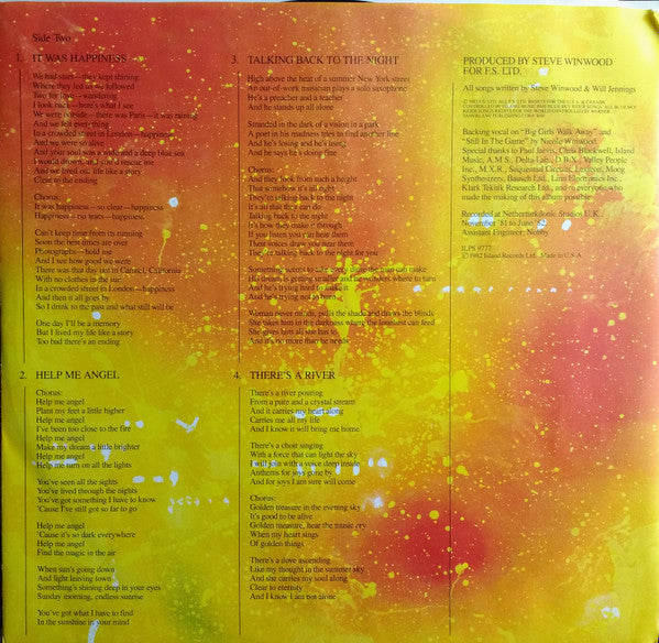 Steve Winwood - Talking Back To The Night (Vinyl, LP, Album) Very Good (VG) / Very Good (VG)