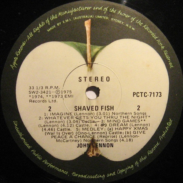 John Lennon - Shaved Fish (Vinyl, LP, Compilation) Very Good Plus (VG+) / Fair (F)