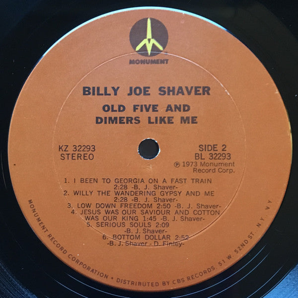 Billy Joe Shaver - Old Five And Dimers Like Me (Vinyl, LP, Album, Stereo) Very Good (VG) / Very Good (VG)