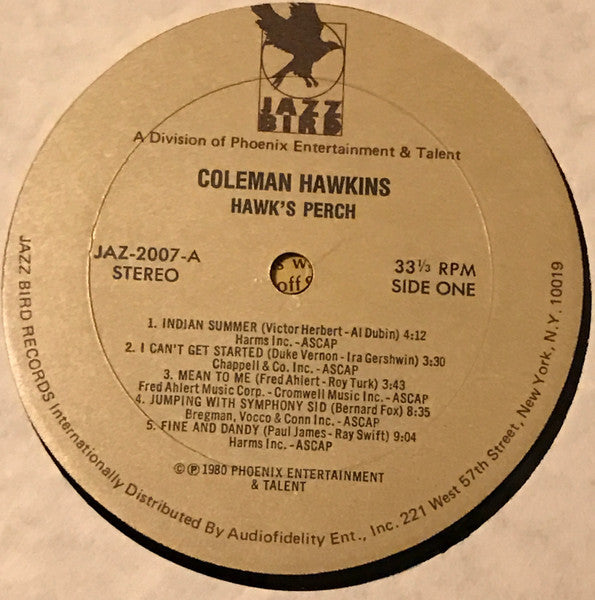 Coleman Hawkins - Hawk's Perch (Vinyl, LP, Compilation) Very Good (VG) / Very Good Plus (VG+)