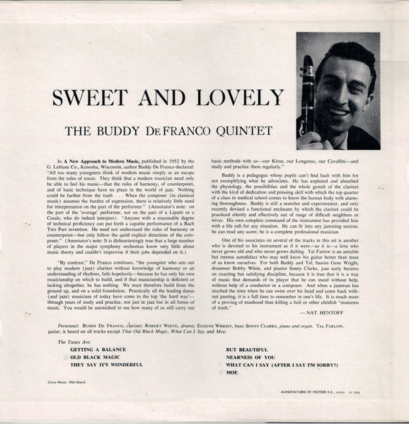 Buddy DeFranco Quintet - Sweet And Lovely (Vinyl, LP, Album, Reissu...