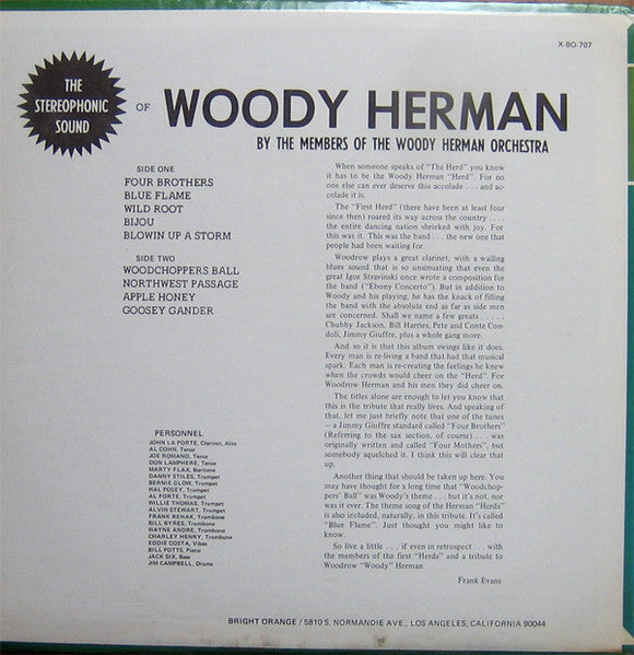 Members Of The Woody Herman Orchestra - The Stereophonic Sound Of Woody Herman (Vinyl, LP, Album, Reissue) Good Plus (G+) / Good (G)