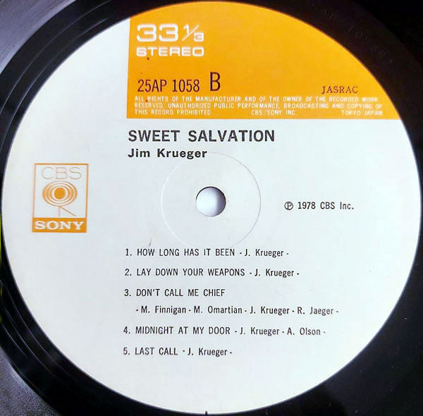 Jim Krueger - Sweet Salvation (Vinyl, LP, Album) Very Good Plus (VG+) / Very Good (VG)