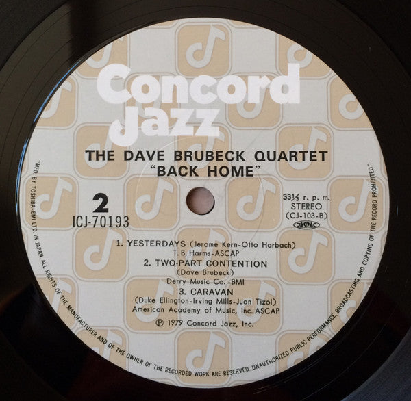 The Dave Brubeck Quartet - Back Home (Vinyl, LP, Album) Very Good (VG) / Very Good (VG)
