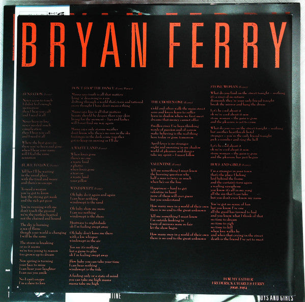 Bryan Ferry - Boys And Girls (Vinyl, LP, Album, Stereo)