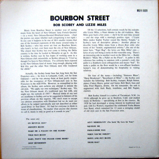 Bob Scobey - Bourbon Street (Vinyl, LP, Album) Very Good (VG) / Good (G)