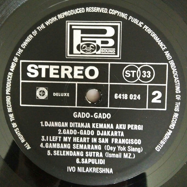 Ivo Nilakreshna - Gado Gado (Vinyl, LP, Album, Stereo) Very Good (VG) / Very Good (VG)