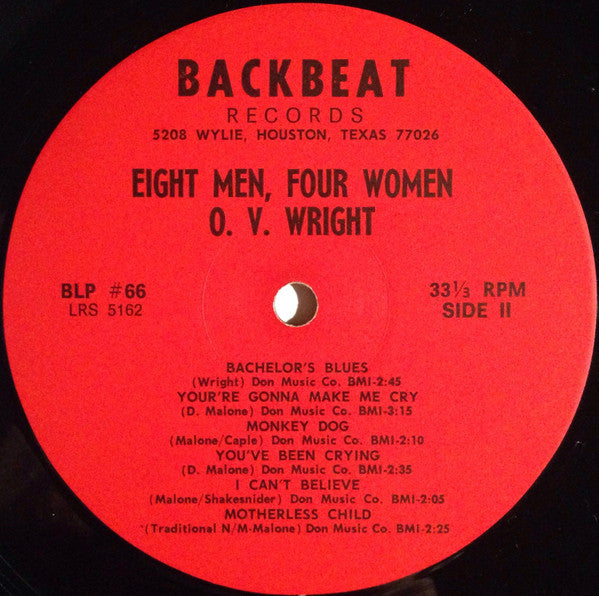 OV Wright - 8 Men And 4 Women (Vinyl, LP, Mono) Very Good Plus (VG+) / Very Good Plus (VG+)