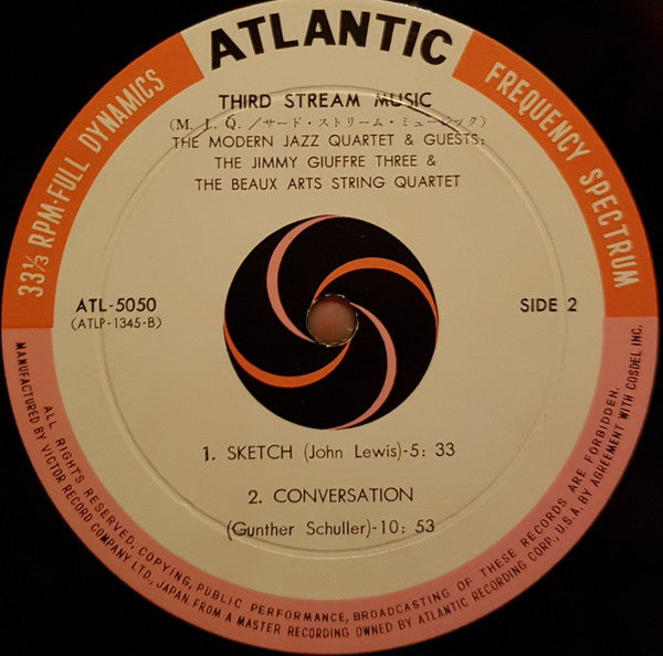 The Modern Jazz Quartet - Third Stream Music (Vinyl, LP, Album, Mono) Good Plus (G+) / Very Good (VG)