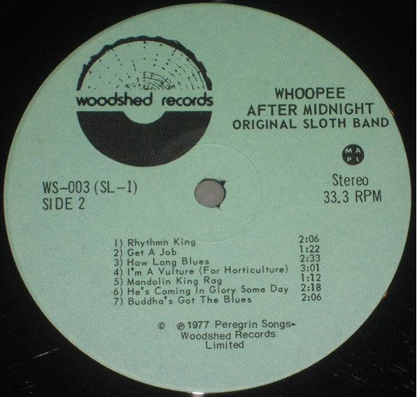 The Original Sloth Band - Whoopee After Midnight (Vinyl, LP, Album, Reissue, Stereo) Very Good (VG) / Very Good (VG)