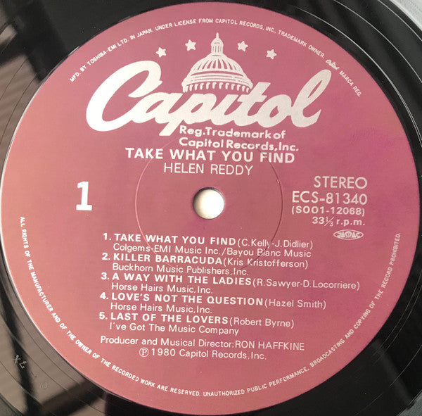 Helen Reddy - Take What You Find (Vinyl, LP, Album) Very Good Plus (VG+) / Very Good Plus (VG+)