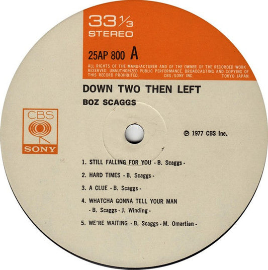 Boz Scaggs - Down Two Then Left (Vinyl, LP, Album, Repress)