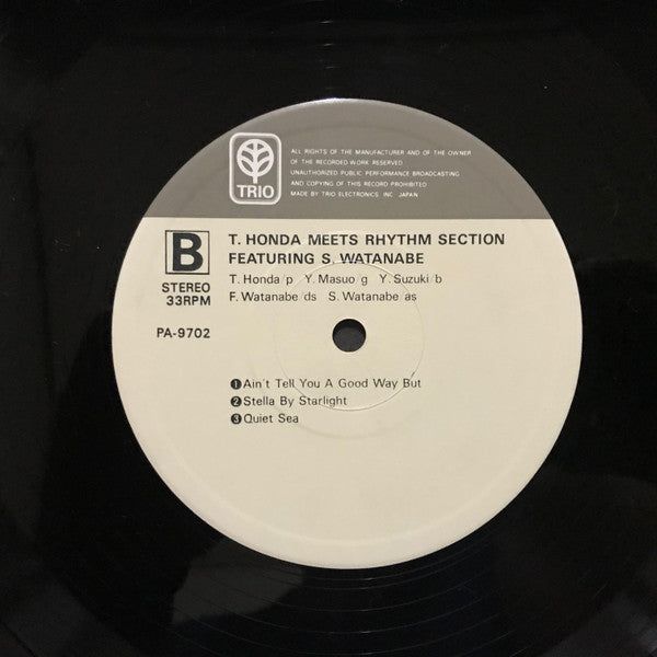 Takehiro Honda - T. Honda Meets Rhythm Section Featuring S. Watanabe (Vinyl, LP, Album, Reissue, Stereo) Very Good Plus (VG+) / Very Good Plus (VG+)
