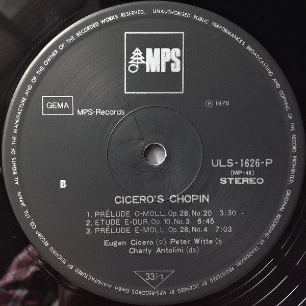 Eugen Cicero - Cicero's Chopin = Chopin Jazz (Vinyl, LP, Album, Limited Edition, Stereo) Very Good Plus (VG+) / Very Good Plus (VG+)