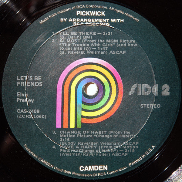 Elvis Presley - Let's Be Friends (Vinyl, LP, Compilation, Reissue, Stereo, Mono) Very Good (VG) / Very Good (VG)