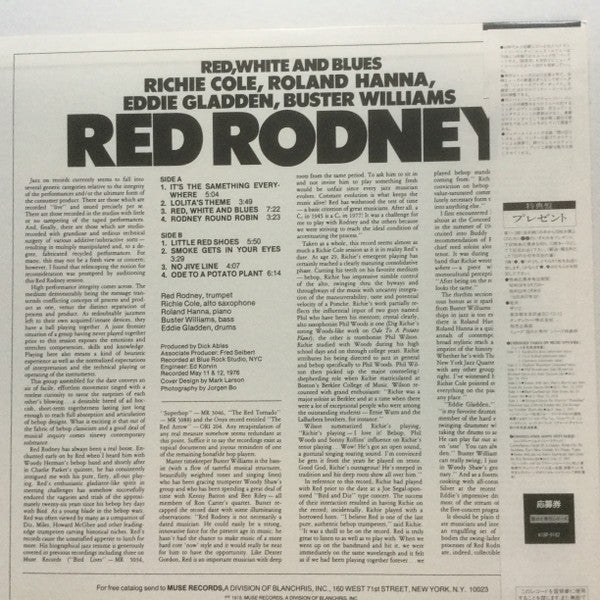 Red Rodney - Red, White And Blues (Vinyl, LP, Album, Limited Edition, Reissue, Stereo) Near Mint (NM or M-) / Good Plus (G+)