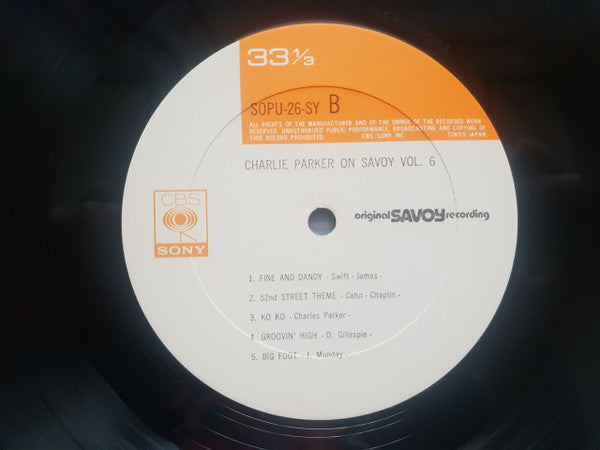 Charlie Parker - Charlie Parker On Savoy Vol. 6 (Vinyl, LP, Compilation, Reissue, Mono) Very Good Plus (VG+) / Very Good Plus (VG+)