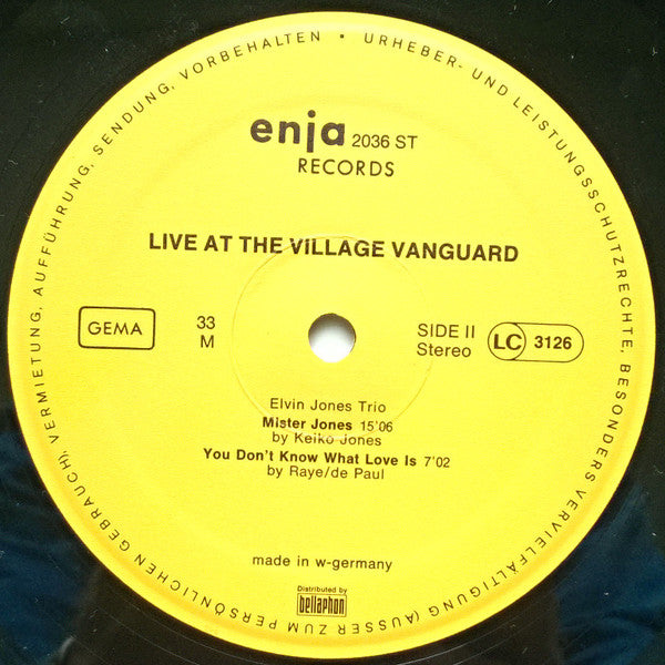 Elvin Jones - Live At The Village Vanguard (Vinyl, LP, Album, Reissue) Very Good Plus (VG+) / Very Good (VG)