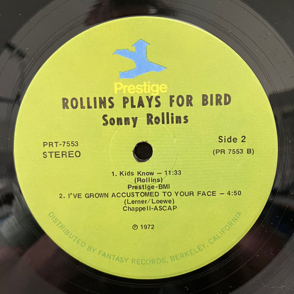 Sonny Rollins - Rollins Plays For Bird (Vinyl, LP, Album, Stereo, Reissue, Remastered) Very Good Plus (VG+) / Good Plus (G+)