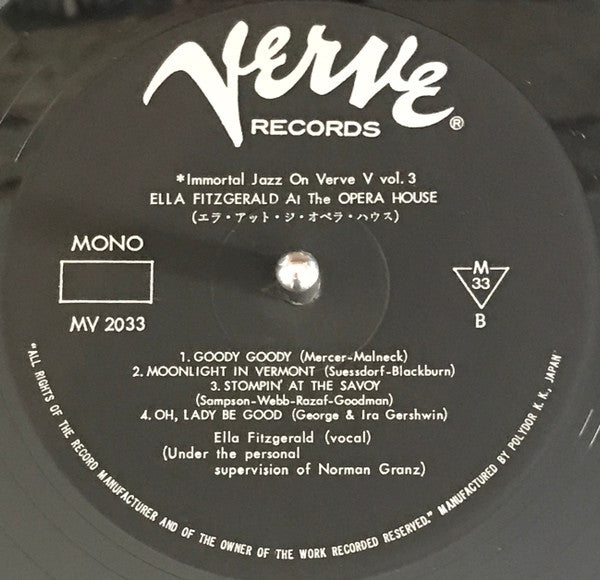 Ella Fitzgerald - Ella Fitzgerald At The Opera House (Vinyl, LP, Album, Reissue, Mono) Very Good Plus (VG+) / Very Good Plus (VG+)