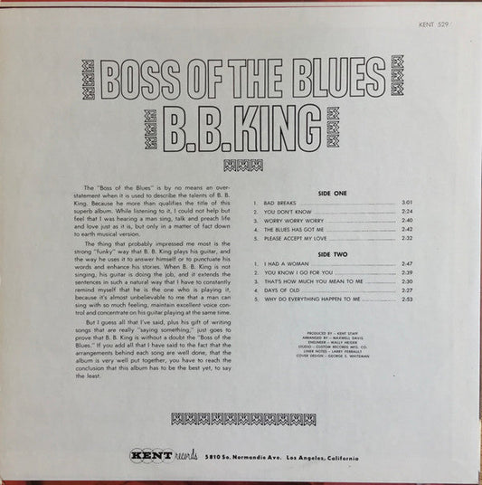 B.B. King - Boss Of The Blues (Vinyl, LP, Compilation, Reissue, Stereo) Very Good (VG) / Very Good (VG)