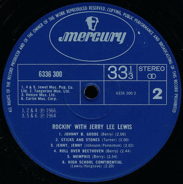 Jerry Lee Lewis - Rockin' With Jerry Lee Lewis (Vinyl, LP, Stereo, Compilation) Very Good (VG) / Very Good (VG)