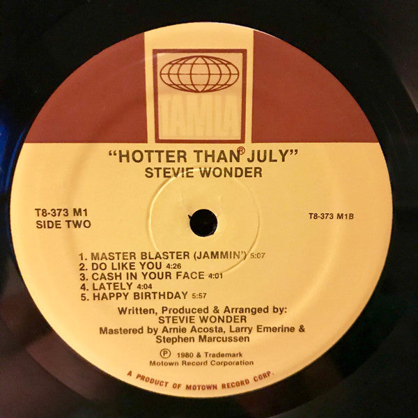 Stevie Wonder - Hotter Than July (Vinyl, LP, Album, Stereo)