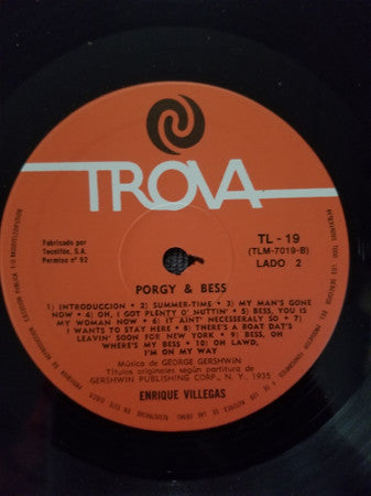 Enrique Villegas - Porgy & Bess (Vinyl, LP, Album) Very Good Plus (VG+) / Very Good Plus (VG+)