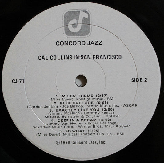 Cal Collins - Cal Collins In San Francisco (Vinyl, LP, Album) Very Good Plus (VG+) / Very Good Plus (VG+)