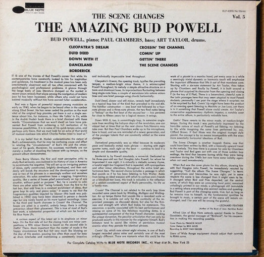 Bud Powell - The Scene Changes, Vol. 5 (Vinyl, LP, Album, Reissue, Mono) Very Good Plus (VG+) / Very Good (VG)