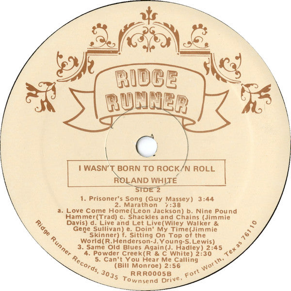 Roland White - I Wasn't Born To Rock'n Roll (Vinyl, LP, Album) Good Plus (G+) / Very Good (VG)