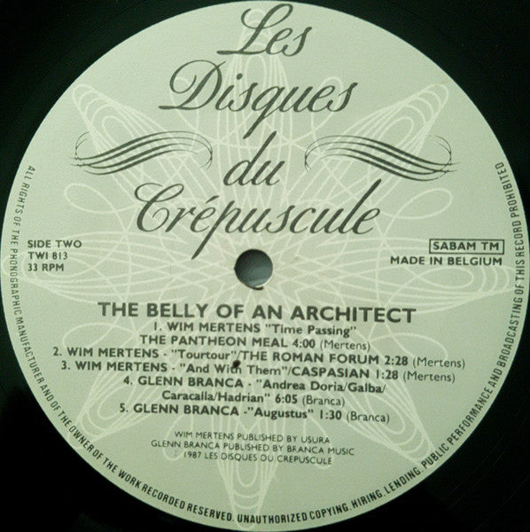 Wim Mertens - The Belly Of An Architect (Vinyl, LP, Album) Very Good Plus (VG+) / Very Good (VG)