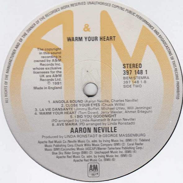 Aaron Neville - Warm Your Heart (Vinyl, LP, Album) Near Mint (NM or M-) / Near Mint (NM or M-)