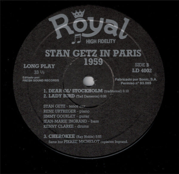 Stan Getz - In Paris 1958-1959 (Vinyl, LP, Compilation) Very Good Plus (VG+) / Very Good Plus (VG+)