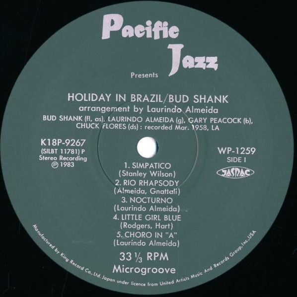 Bud Shank - Holiday In Brazil (Vinyl, LP, Album, Limited Edition, Reissue, Stereo) Very Good Plus (VG+) / Very Good (VG)