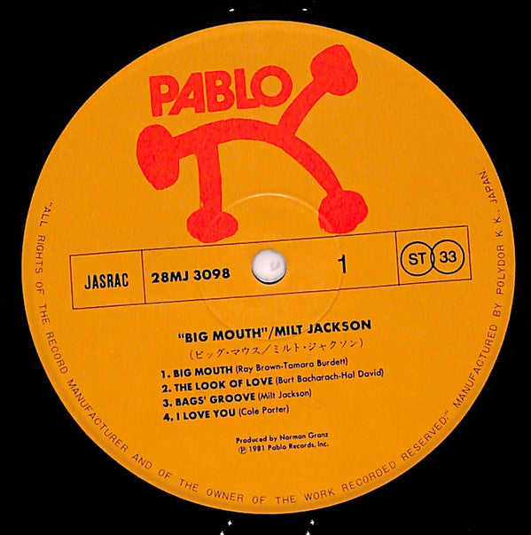 Milt Jackson - Big Mouth (Vinyl, LP, Album) Very Good Plus (VG+) / Very Good Plus (VG+)