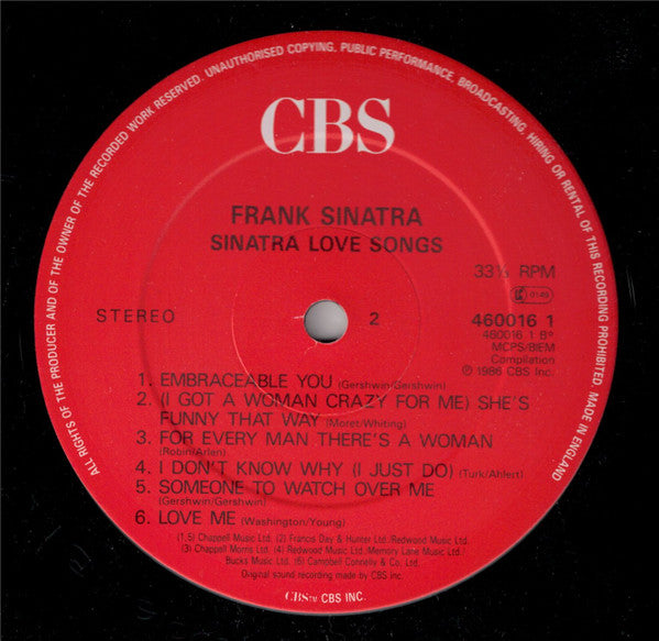 Frank Sinatra - Sinatra Love Songs (Vinyl, LP, Compilation, Reissue, Stereo) Good Plus (G+) / Very Good (VG)