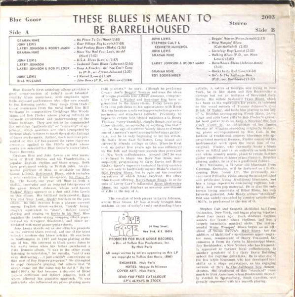Various - These Blues Is Meant To Be Barrelhoused (Vinyl, LP, Stereo) Good Plus (G+) / Good Plus (G+)