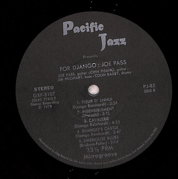 Joe Pass - For Django (Vinyl, LP, Album, Limited Edition, Reissue, Stereo) Very Good Plus (VG+) / Very Good Plus (VG+)
