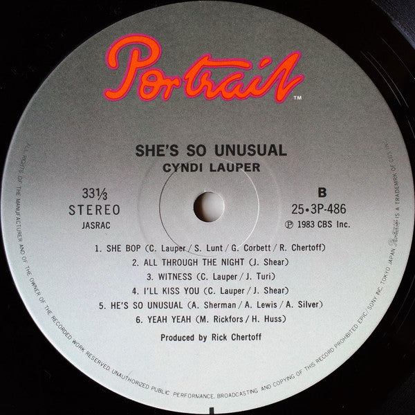Cyndi Lauper - She's So Unusual = N.Y.ダンステリア (Vinyl, LP, Album, Stereo) Very Good Plus (VG+) / Very Good Plus (VG+)