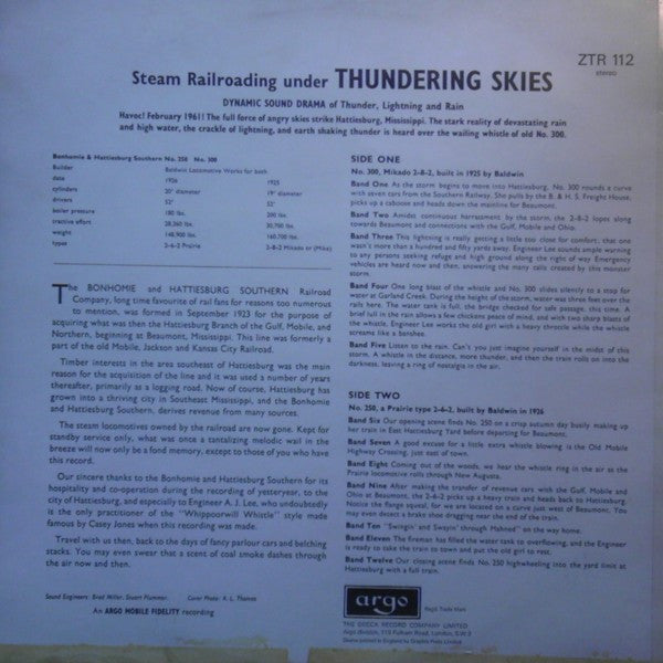No Artist - Steam Railroading Under Thundering Skies (Vinyl, LP, Stereo) Very Good Plus (VG+) / Very Good Plus (VG+)