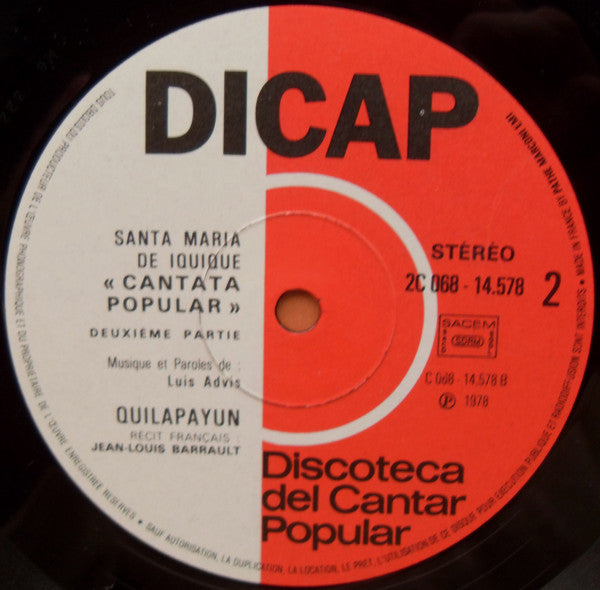 Quilapayún - Santa Maria De Iquique (Vinyl, LP, Album) Very Good Plus (VG+) / Very Good Plus (VG+)