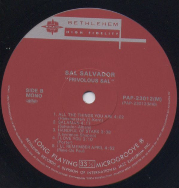 Sal Salvador - Frivolous Sal (Vinyl, LP, Mono, Reissue) Very Good Plus (VG+) / Very Good Plus (VG+)