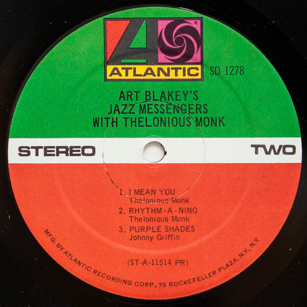 Art Blakey & The Jazz Messengers - Art Blakey's Jazz Messengers With Thelonious Monk (Vinyl, LP, Album, Reissue, Stereo, Mono) Very Good Plus (VG+) / Good Plus (G+)